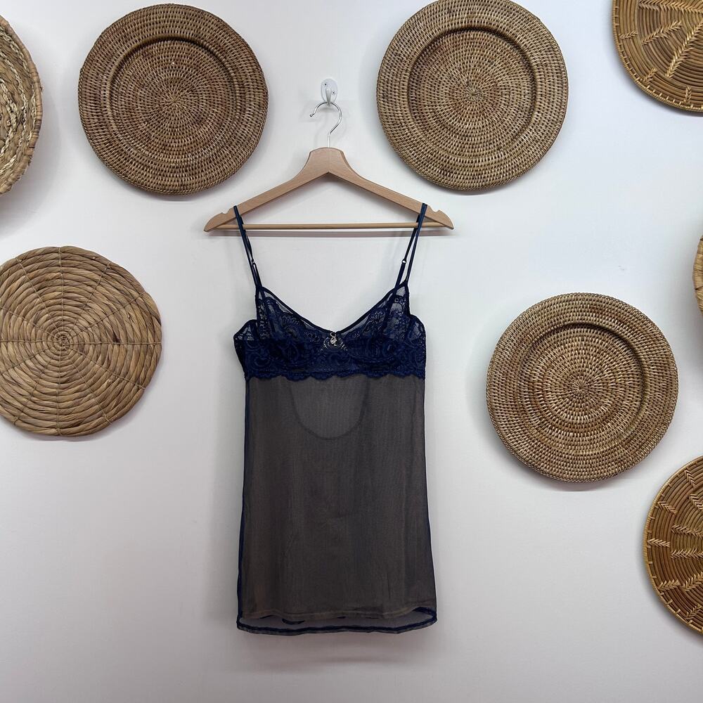 Vintage Y2K 2000s Victoria's Secret Chemise Mini Dress Medium Lace Charms Sheer